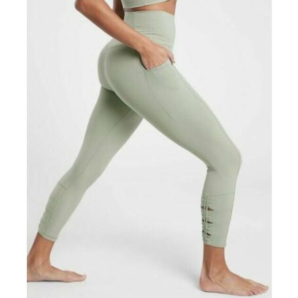 ATHLETA Salutation Stash Pocket II 25" Ruched Legging UPF 50+ Sage Green Small - Picture 2 of 12